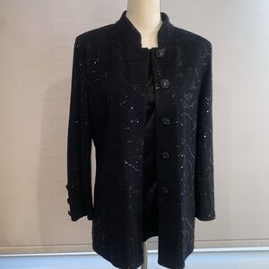 St. John Evening Black Knit Top with camesole